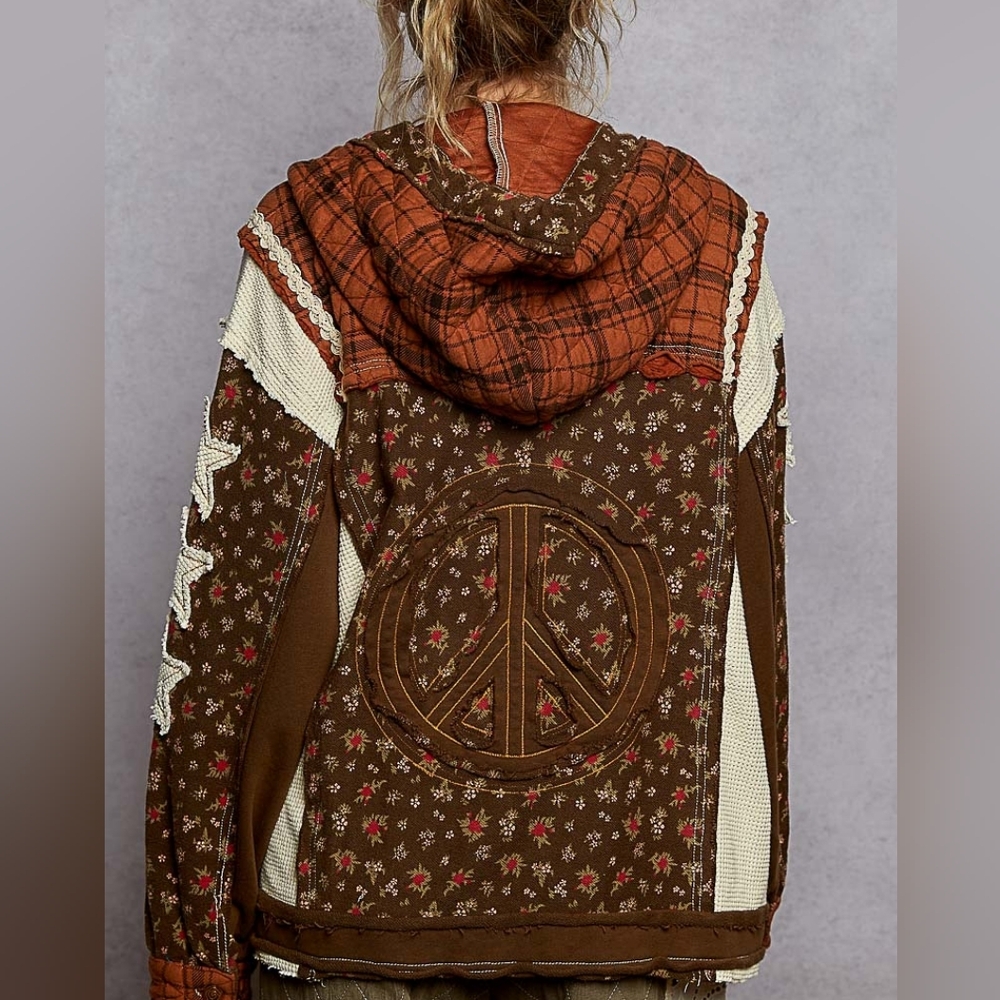 Choco Latte! Pol Brown Patchwork Peace Jacket - image 2